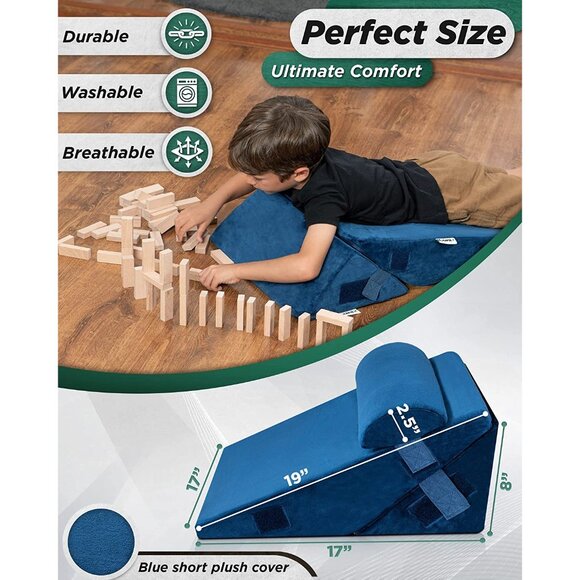 Kids Floor Pillow Gaming Game Reading Couch Chair Wedge Support Lunix LX12 Blue - Picture 5 of 7